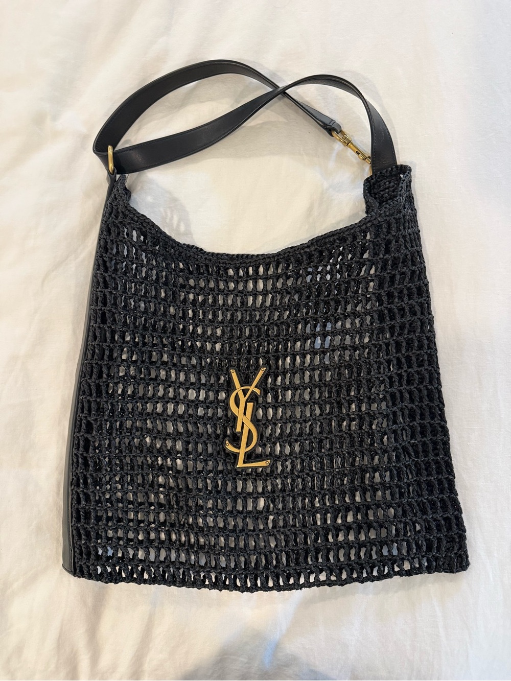 AUTHENTIC Saint Laurent Black Mesh YSL Logo Tote